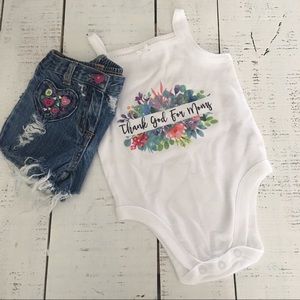 3-6mo Baby Outfit “Thank God for Moms” by HolyHaus